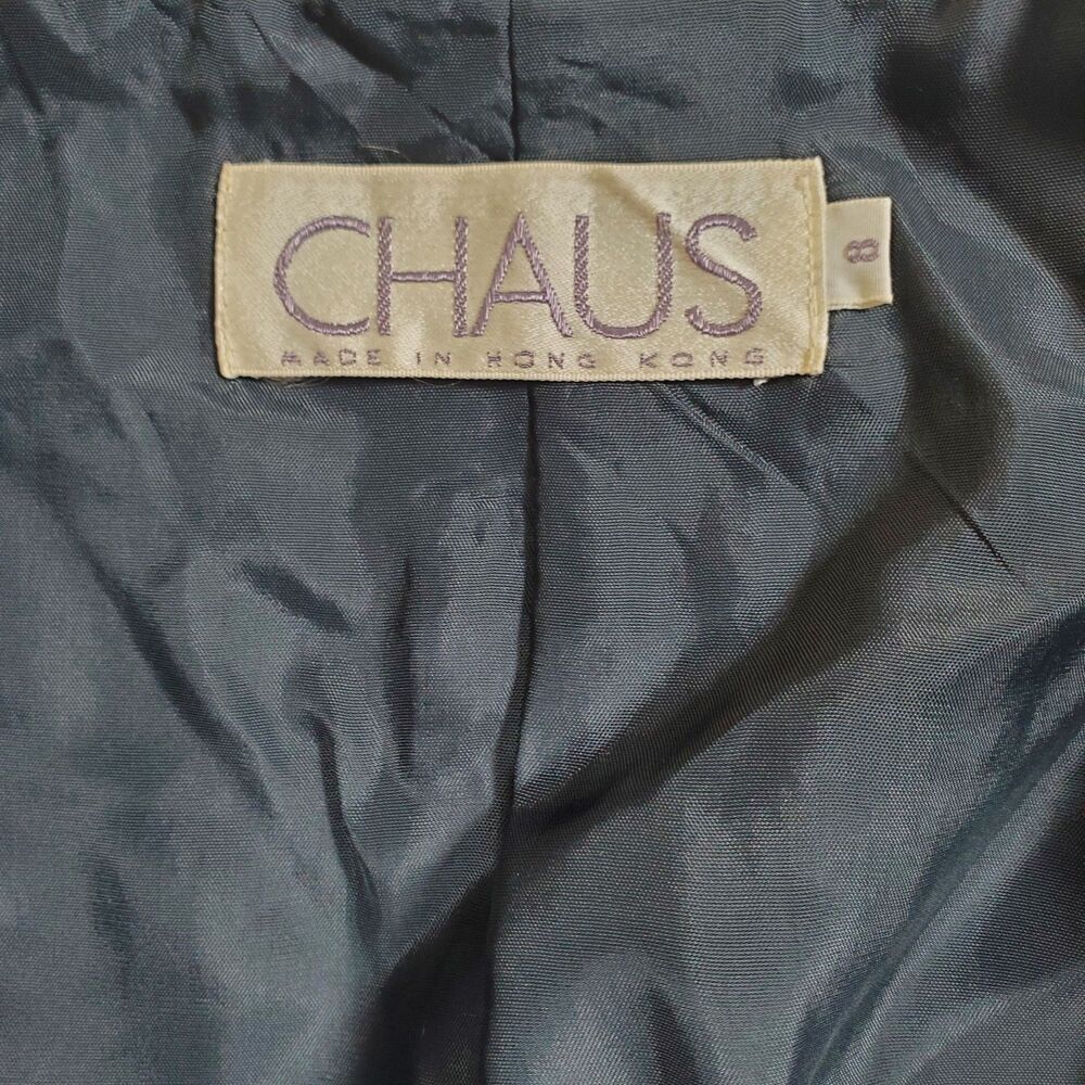 Vintage Chaus Women’s Blazer Size 8 Black Orange Polka Dot Cotton Velvet Pockets - Picture 7 of 11